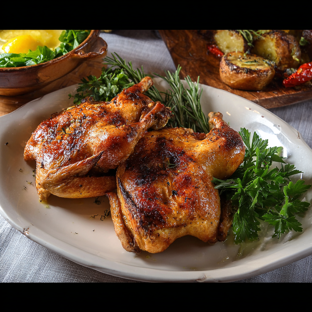 Cornish Hen with Side Order / Цыпленок Табака С Гарниром